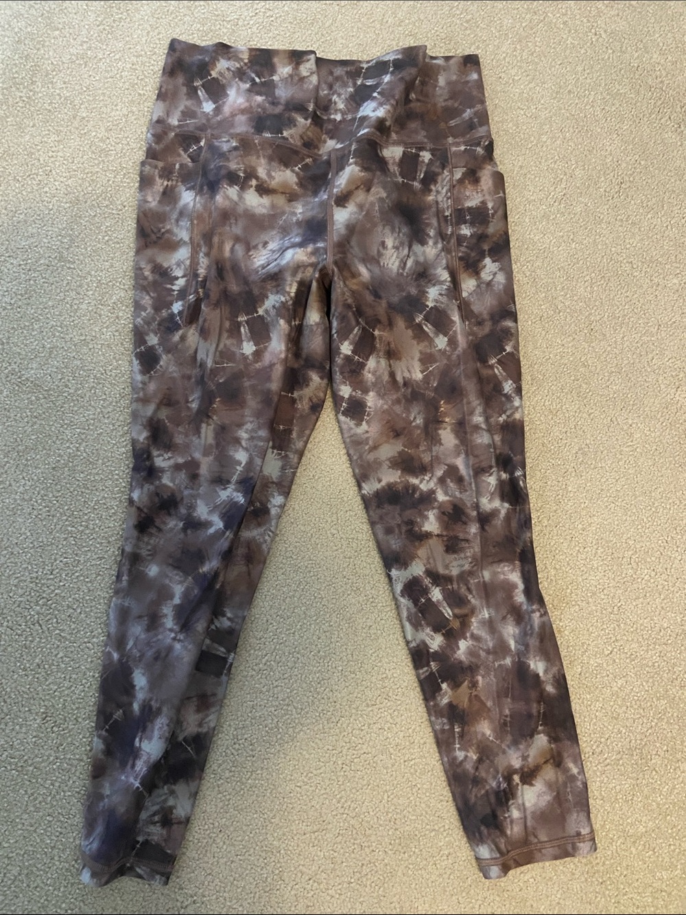 Athleta Brown Tie-Dye Leggings